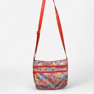 Vera Bradley Multicolored Crossbody Bag with Red Strap